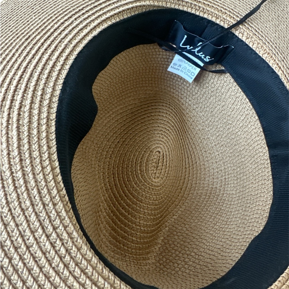 Lulu's Chic Tan Hat with Black Accent - Picture 3 of 4